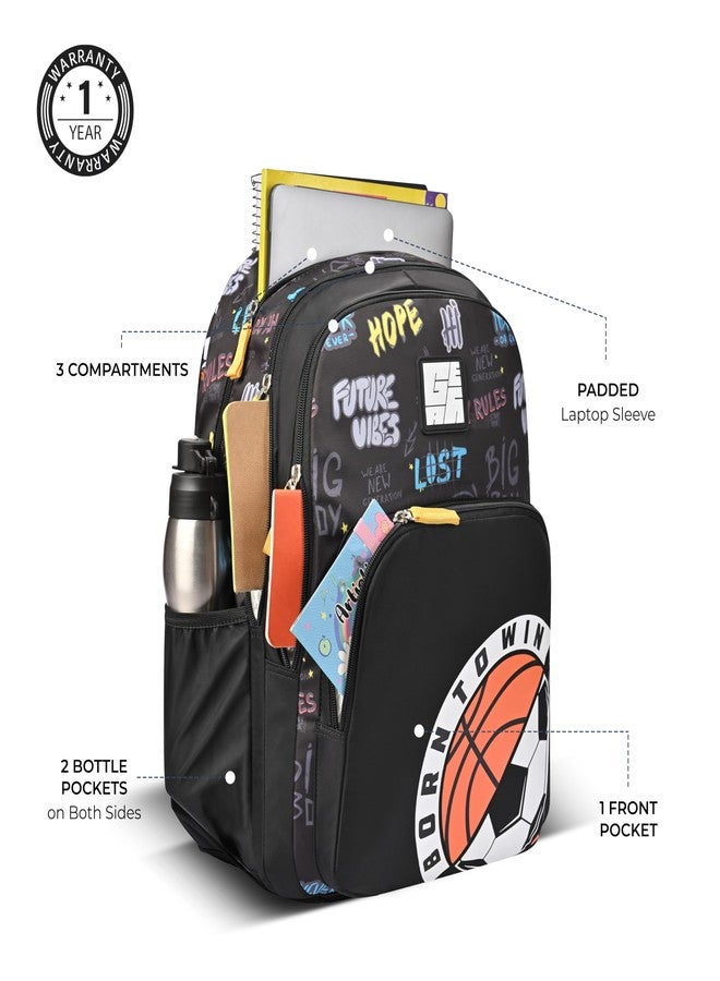 Gear Sporty 17"/20L Medium Water Resistant School Bag/Casual Backpack/Daypack/Laptop Bag for Boys/Girls (Black - Grey) - Image 4